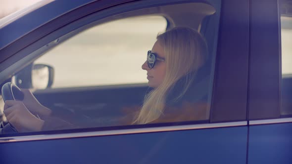 Hand On Car Steering Wheels. Driver Riding On Trip Holiday Vacation Adventure On Vehicle Fast SUV alt