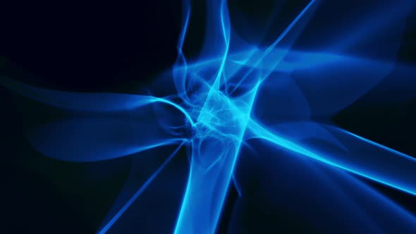 Abstract Fractal Generative Art Blue Plasma Energy Force Field Loop on Dark Background
