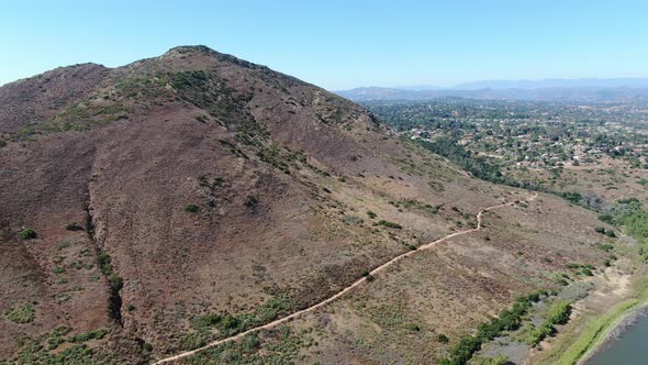 Aerial View of Inland Lake Hodges and Bernardo Mountain, San Diego County, California alt