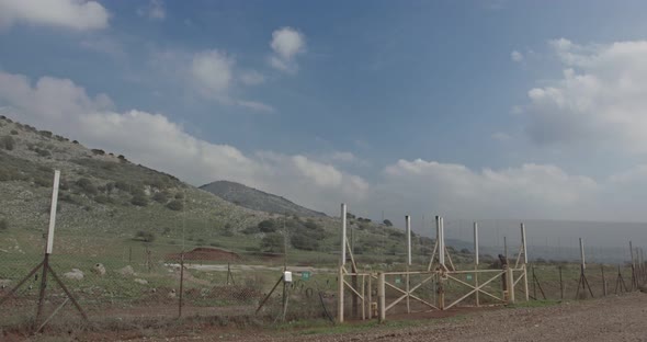 Border fence between Israel and Lebanon. barbed wire and electronic fence. alt