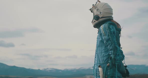 Side View Of A Female Cosmonaut alt