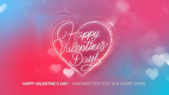 Happy Valentine's Day - Handwritten Animated Text In A Sparkling Heart Shape