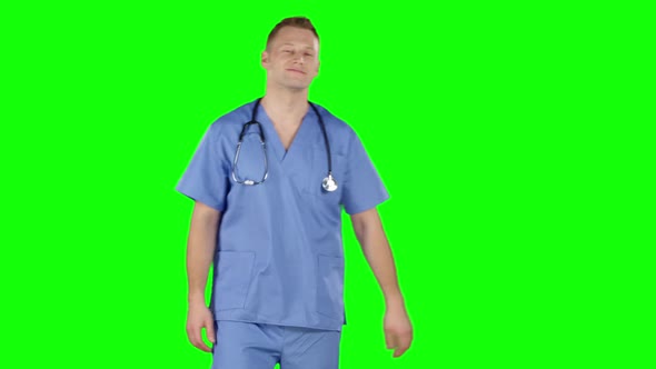 Smiling Female Doctor. Green Screen alt