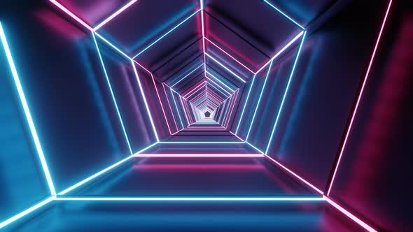Pentagonal Tunnel With Neon Lights
