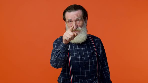 Mature Old Man Smiling Excitedly Pointing to Camera Beauty Choosing Lucky Winner Indicating you alt