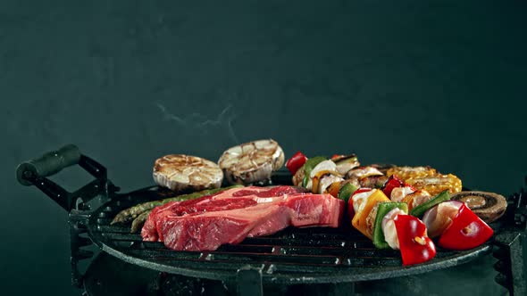 Super Slow Motion Shot of Barbecue Concept alt