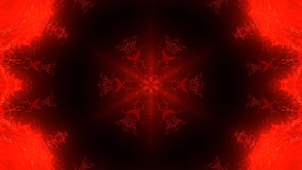 Color Kaleidoscope In The Form Of A Mandala. Black Red Background 