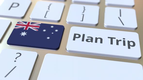 PLAN TRIP Text and Flag of Australia on the Keyboard alt