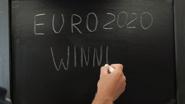 Euro 2020 winner on chalkboard. European football championship 2020 alt