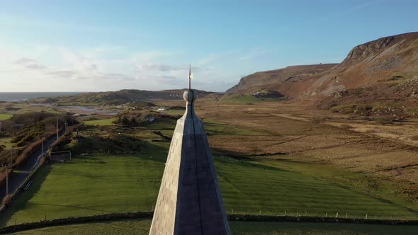 Aerial View of the Church of Ireland in Glencolumbkille  Republic of Ireland alt