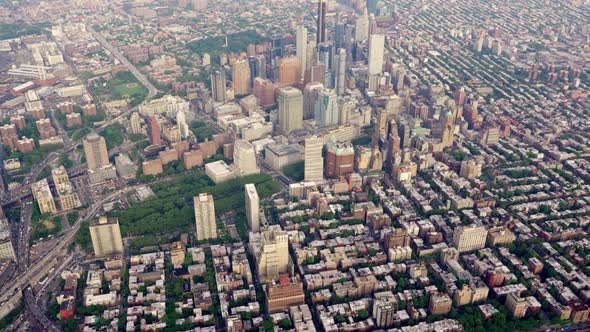 Aerial Wide Shot of Downtown Brooklyn New York Filmed From a Helicopter alt