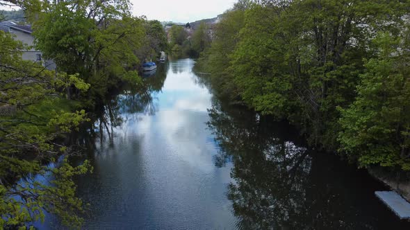 River avon aerial in the centre of Bath, Somerset alt