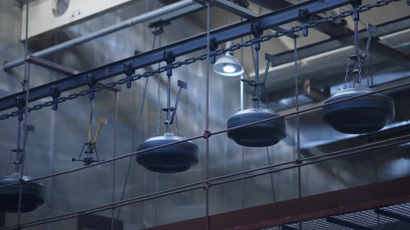 Ceiling Tyre Production Conveyor Working Automatically at Industrial Warehouse alt