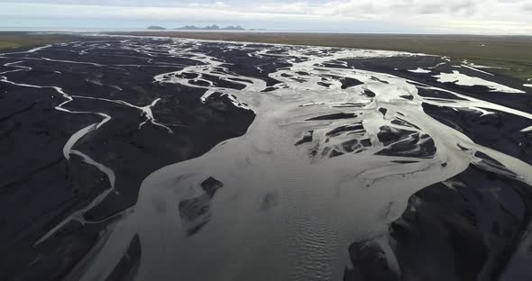Aerial Of Water Bridge In Iceland