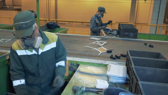 People Work at a Garbage Plant, Preparing Trash for Recycle. Recycle Process, Secondary Use of alt