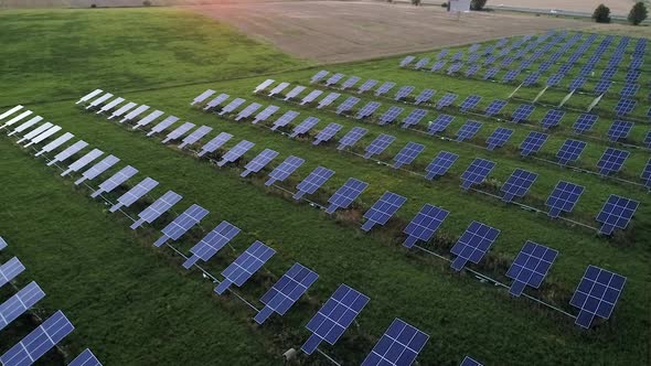 Solar Panels Power Plant In Green Field