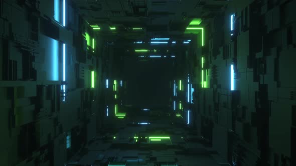 Green Futuristic Sci Fi Neon Glowing Tunnel alt
