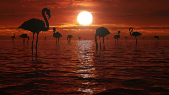 Flamingo On Sunset