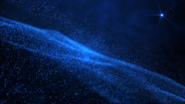 Particles Blue Waves In Space