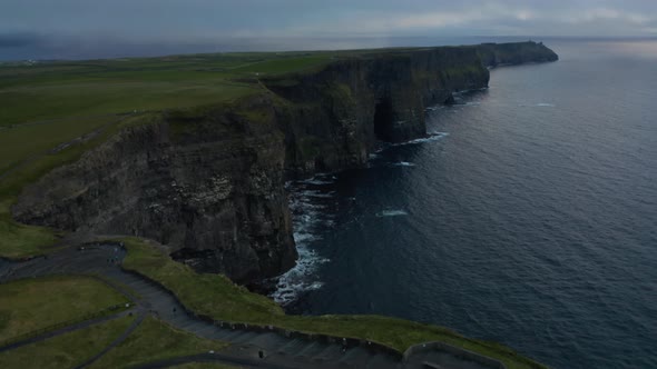 High Angle View of Panoramic Tourist Route on Edge of Rocks with Amazing View on High Rocky Cliffs alt