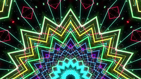 Colorful Particles And Lines Kaleidoscope 4K