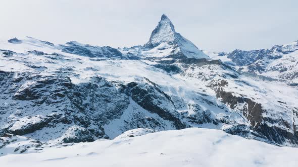 Scenic View of Snowcapped Matterhorn Mountain Peak alt