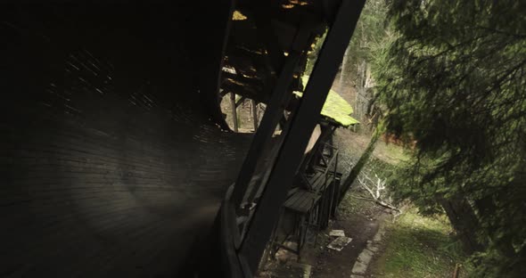 Walk Through A Old Wooden Bobsleigh Track In Latvia. alt