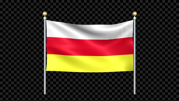 North Ossetia Flag Waving In Double Pole Looped alt