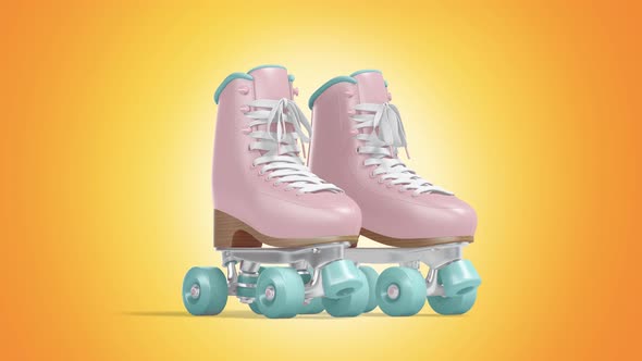 Blank colored pin up roller skates pair, looped rotation alt