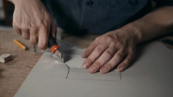 Shoemaker Makes Leather Shoes for Men Sole of Shoe Handmade Craft DIY Process Craftsman Making Boots alt