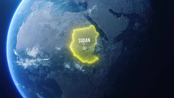 Earh Zoom In Space To Sudan Country Alpha Output