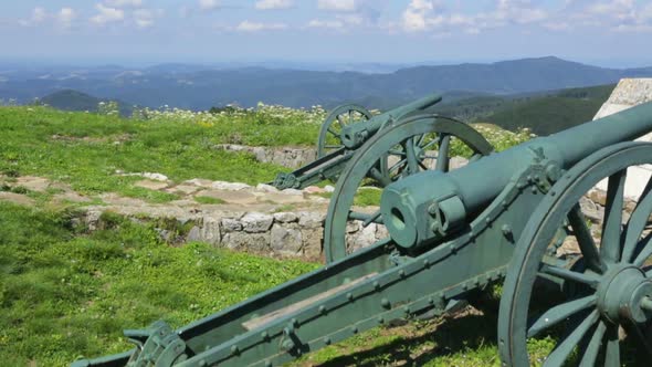 Old cannon situated by monument