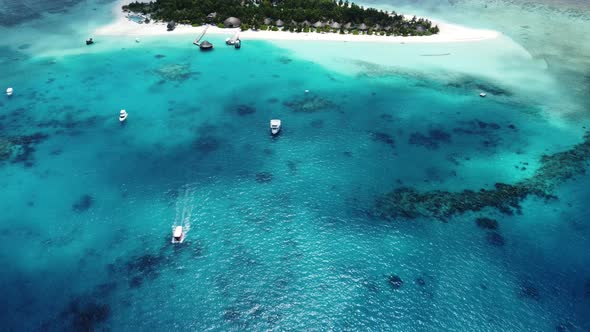 Scenic Aerial Drone Fly Over Maldives Resort