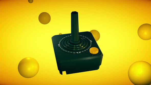 Classic Game Stick Controller In Vibrant Yellow Cartoon Background Media alt