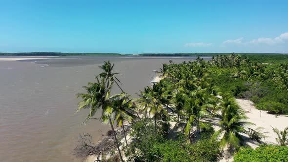 Sand dunes mountains and rain water lagoons at northeast brazilian paradise. alt