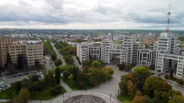 Autumn Freedom Square, Kharkiv city center aerial