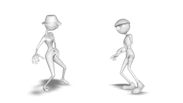 3D Man and Woman Dance  Looped on White alt