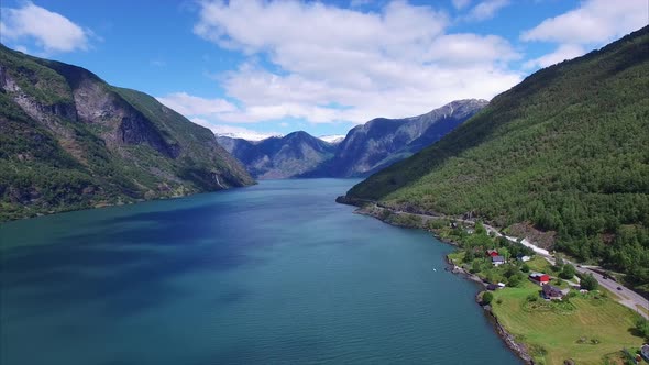 Norwegian fjord, aerial view. alt