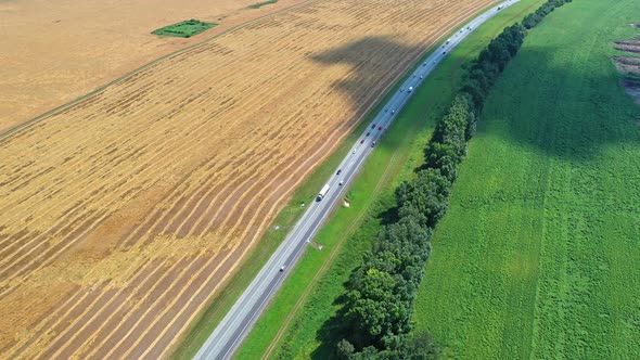 Top view of road in the agricultural plantation.