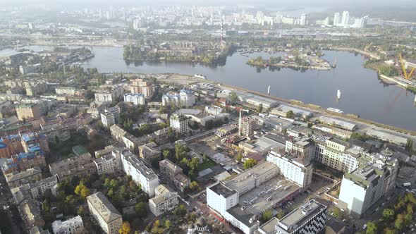 Cityscape of Kyiv, Ukraine. Aerial View, Slow Motion alt