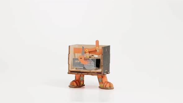 Robotime Little Performer DIY Music Box. Assembly Of Do-It-Yourself Wooden Robot With Violin And Han alt