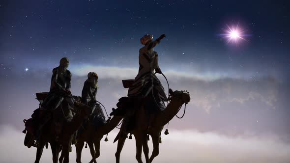 Christian Christmas Scene With The Three Wise Men And Shining Star alt