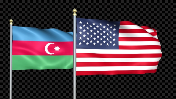 Azerbaijan And United States Two Countries Flags Waving alt