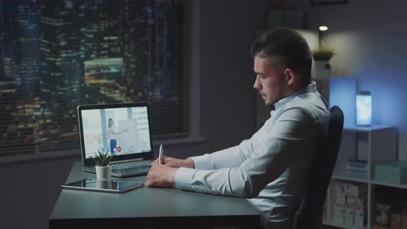 Zoom Video Call Between Two Continents Female Director Giving Instructions to His Employees alt