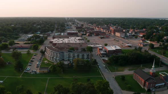 Keokuk Iowa Downtown Aerial 4K UHD