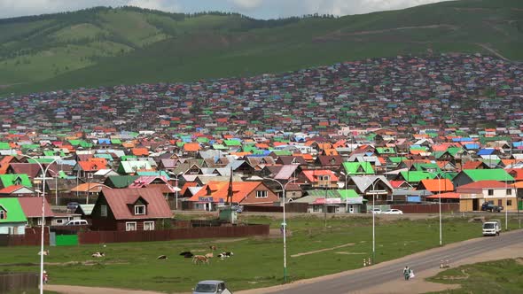 City Landscape of Colorful Houses in Mongolia alt