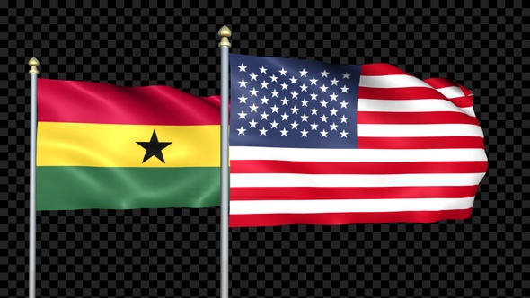 Ghana And United States Two Countries Flags Waving alt