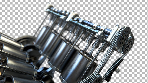 Engine Pistons V8 animation