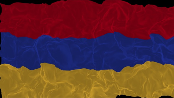 flag Armenia turns into smoke. State weakening concept a crisis, alpha channel alt