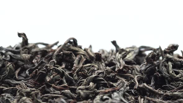 Dry Black Tea Leaves Are Poured, Tea On The Table